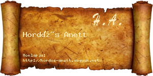Hordós Anett névjegykártya